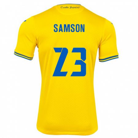 Kandiny Homme Maillot Ukraine Kateryna Samson #23 Jaune Tenues Domicile 24-26 T-Shirt