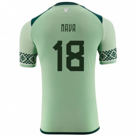 Kandiny Homme Maillot Bolivie Fernando Nava #18 Vert Clair Tenues Domicile 24-26 T-Shirt