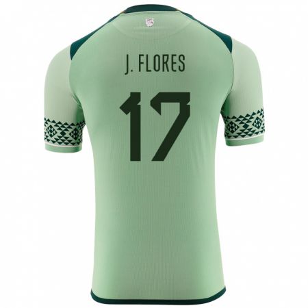 Kandiny Homme Maillot Bolivie José Flores #17 Vert Clair Tenues Domicile 24-26 T-Shirt