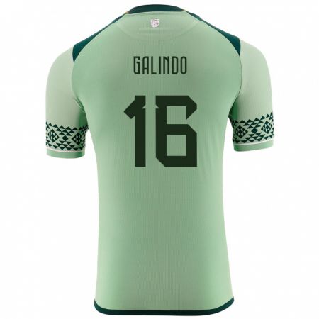 Kandiny Homme Maillot Bolivie Matías Galindo #16 Vert Clair Tenues Domicile 24-26 T-Shirt