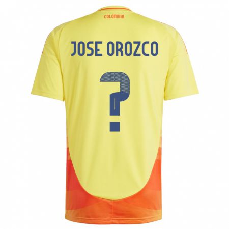 Kandiny Homme Maillot Colombie Juan José Orozco #0 Jaune Tenues Domicile 24-26 T-Shirt