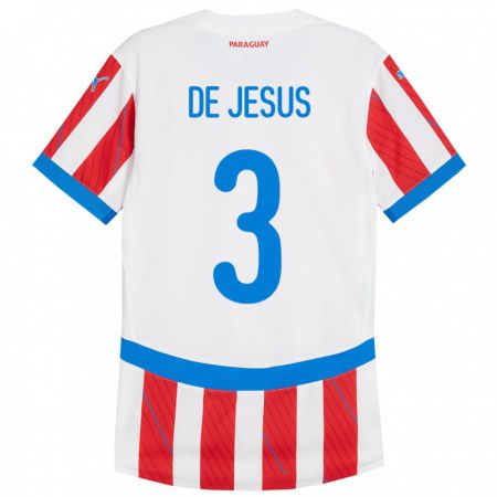 Kandiny Homme Maillot Paraguay Ronaldo De Jesús #3 Blanc Rouge Tenues Domicile 24-26 T-Shirt