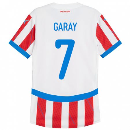 Kandiny Homme Maillot Paraguay Griselda Garay #7 Blanc Rouge Tenues Domicile 24-26 T-Shirt