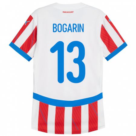 Kandiny Homme Maillot Paraguay Dahiana Bogarín #13 Blanc Rouge Tenues Domicile 24-26 T-Shirt