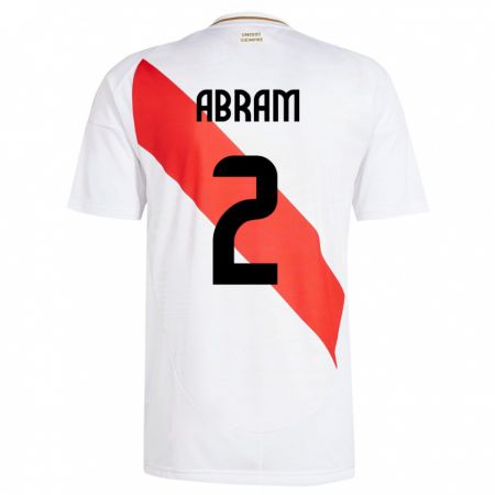 Kandiny Homme Maillot Pérou Luis Abram #2 Blanc Tenues Domicile 24-26 T-Shirt