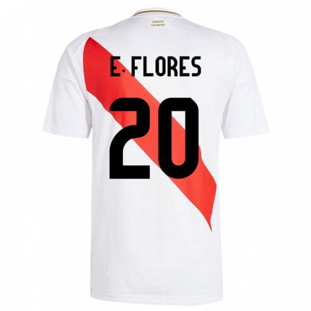 Kandiny Homme Maillot Pérou Edison Flores #20 Blanc Tenues Domicile 24-26 T-Shirt