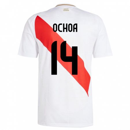 Kandiny Homme Maillot Pérou Victoria Ochoa #14 Blanc Tenues Domicile 24-26 T-Shirt