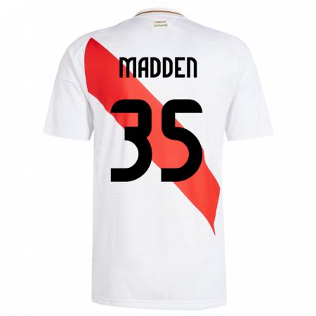 Kandiny Homme Maillot Pérou Savannah Madden #35 Blanc Tenues Domicile 24-26 T-Shirt