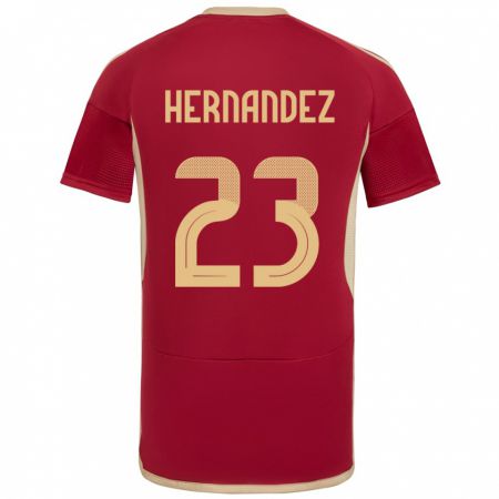 Kandiny Homme Maillot Venezuela Luifer Hernández #23 Bourgogne Tenues Domicile 24-26 T-Shirt