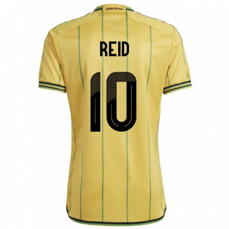 Kandiny Homme Maillot Jamaïque Bobby De Cordova-Reid #10 Jaune Tenues Domicile 24-26 T-Shirt