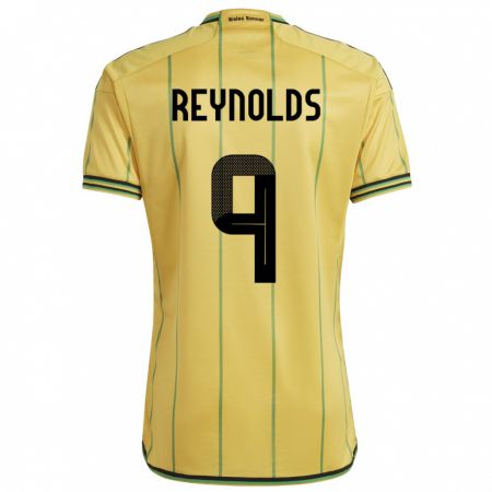 Kandiny Homme Maillot Jamaïque Fabian Reynolds #9 Jaune Tenues Domicile 24-26 T-Shirt