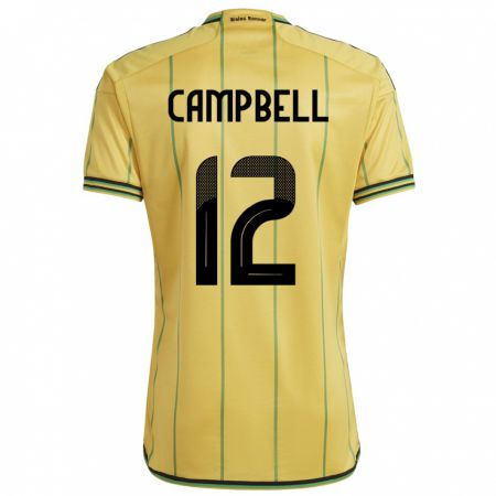 Kandiny Homme Maillot Jamaïque Sashana Campbell #12 Jaune Tenues Domicile 24-26 T-Shirt