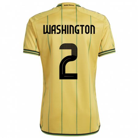 Kandiny Homme Maillot Jamaïque Solai Washington #2 Jaune Tenues Domicile 24-26 T-Shirt