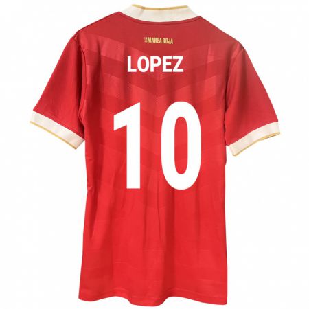 Kandiny Homme Maillot Panama Ovidio Lopez #10 Rouge Tenues Domicile 24-26 T-Shirt