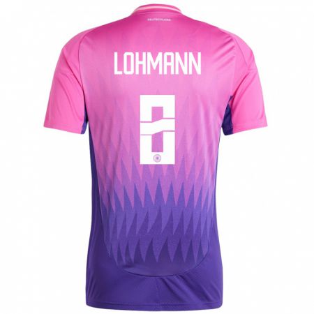 Kandiny Homme Maillot Allemagne Sydney Lohmann #8 Rose-Mauve Tenues Extérieur 24-26 T-Shirt