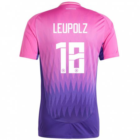 Kandiny Homme Maillot Allemagne Melanie Leupolz #18 Rose-Mauve Tenues Extérieur 24-26 T-Shirt