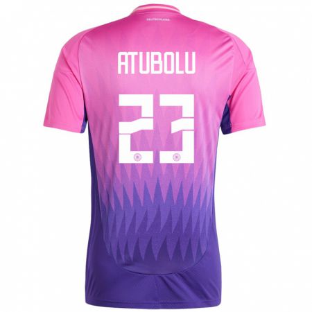 Kandiny Homme Maillot Allemagne Noah Atubolu #23 Rose-Mauve Tenues Extérieur 24-26 T-Shirt