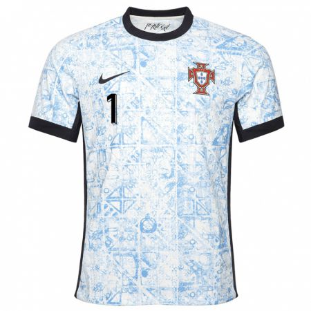 Kandiny Homme Maillot Portugal Rui Patricio #1 Bleu Crème Tenues Extérieur 24-26 T-Shirt