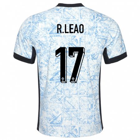 Kandiny Homme Maillot Portugal Rafael Leao #17 Bleu Crème Tenues Extérieur 24-26 T-Shirt