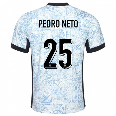 Kandiny Homme Maillot Portugal Pedro Neto #25 Bleu Crème Tenues Extérieur 24-26 T-Shirt