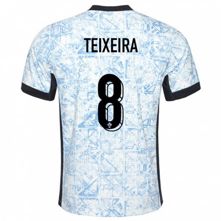 Kandiny Homme Maillot Portugal Joao Teixeira #8 Bleu Crème Tenues Extérieur 24-26 T-Shirt