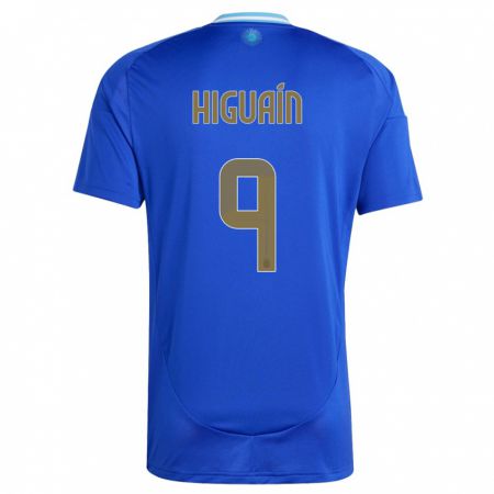 Kandiny Homme Maillot Argentine Gonzalo Higuain #9 Bleu Tenues Extérieur 24-26 T-Shirt