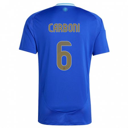 Kandiny Homme Maillot Argentine Franco Carboni #6 Bleu Tenues Extérieur 24-26 T-Shirt