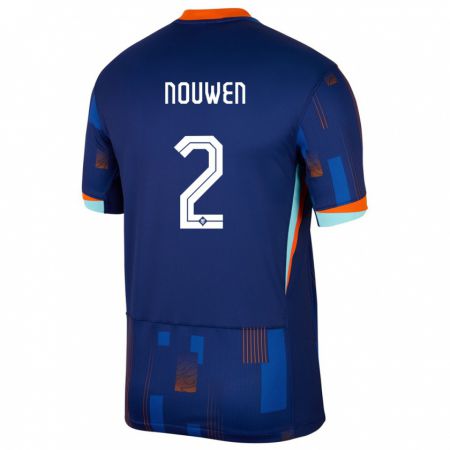 Kandiny Homme Maillot Pays-Bas Aniek Nouwen #2 Bleu Tenues Extérieur 24-26 T-Shirt