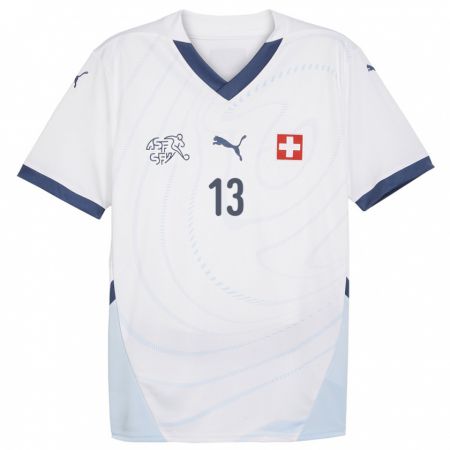 Kandiny Homme Maillot Suisse Miguel Reichmuth #13 Blanc Tenues Extérieur 24-26 T-Shirt