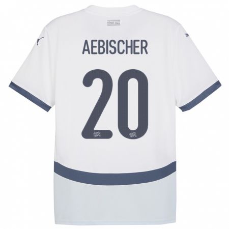 Kandiny Homme Maillot Suisse Michel Aebischer #14 Blanc Tenues Extérieur 24-26 T-Shirt