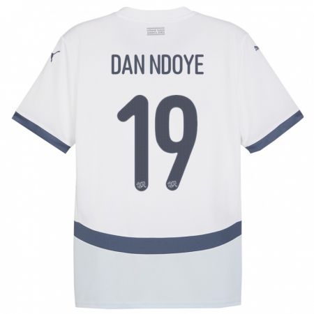 Kandiny Homme Maillot Suisse Dan Ndoye #19 Blanc Tenues Extérieur 24-26 T-Shirt