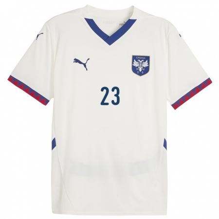 Kandiny Homme Maillot Serbie Vanja Milinkovic-Savic #23 Blanc Tenues Extérieur 24-26 T-Shirt