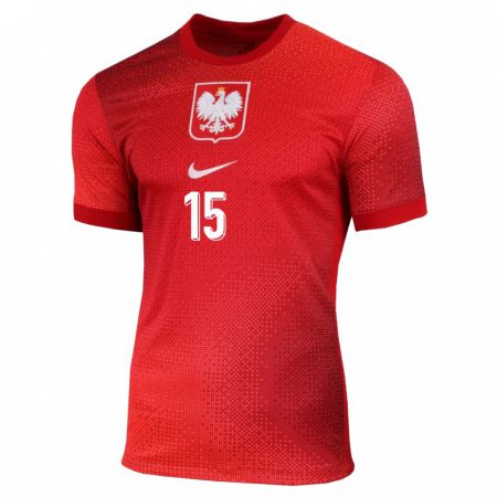 Kandiny Homme Maillot Pologne Nico Adamczyk #15 Rouge Tenues Extérieur 24-26 T-Shirt