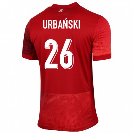 Kandiny Homme Maillot Pologne Kacper Urbanski #26 Rouge Tenues Extérieur 24-26 T-Shirt