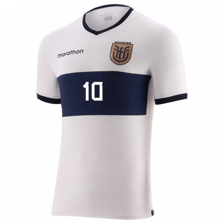 Kandiny Homme Maillot Équateur Romario Ibarra #10 Blanc Tenues Extérieur 24-26 T-Shirt