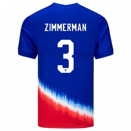 Kandiny Homme Maillot États-Unis Walker Zimmerman #3 Bleu Tenues Extérieur 24-26 T-Shirt