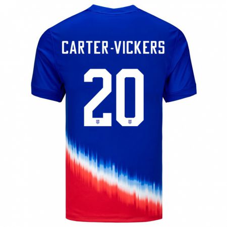 Kandiny Homme Maillot États-Unis Cameron Carter-Vickers #2 Bleu Tenues Extérieur 24-26 T-Shirt