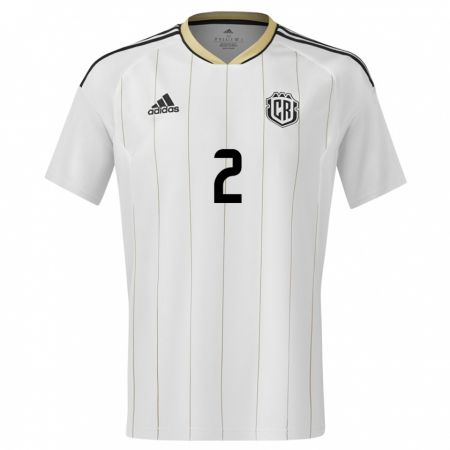 Kandiny Homme Maillot Costa Rica Daniel Chacon #2 Blanc Tenues Extérieur 24-26 T-Shirt
