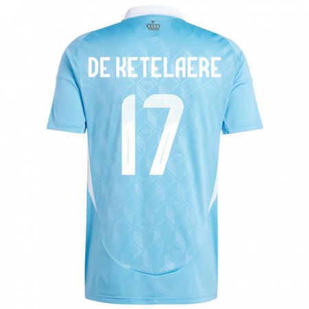 Kandiny Homme Maillot Belgique Charles De Ketelaere #17 Bleu Tenues Extérieur 24-26 T-Shirt