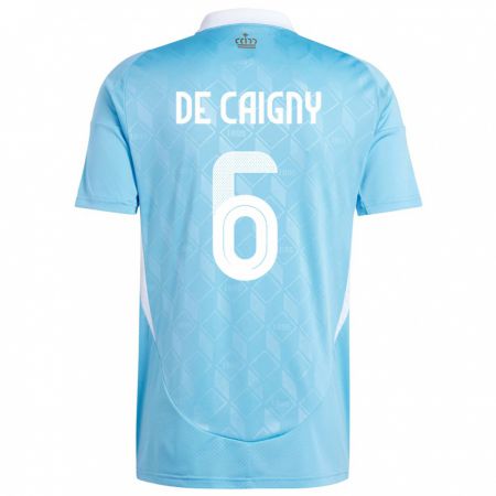 Kandiny Homme Maillot Belgique Tine De Caigny #6 Bleu Tenues Extérieur 24-26 T-Shirt