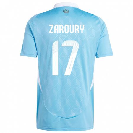Kandiny Homme Maillot Belgique Anass Zaroury #17 Bleu Tenues Extérieur 24-26 T-Shirt
