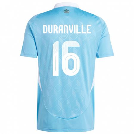 Kandiny Homme Maillot Belgique Julien Duranville #16 Bleu Tenues Extérieur 24-26 T-Shirt