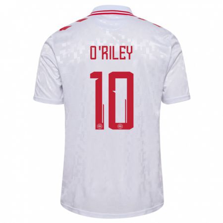 Kandiny Homme Maillot Danemark Matt O'riley #10 Blanc Tenues Extérieur 24-26 T-Shirt