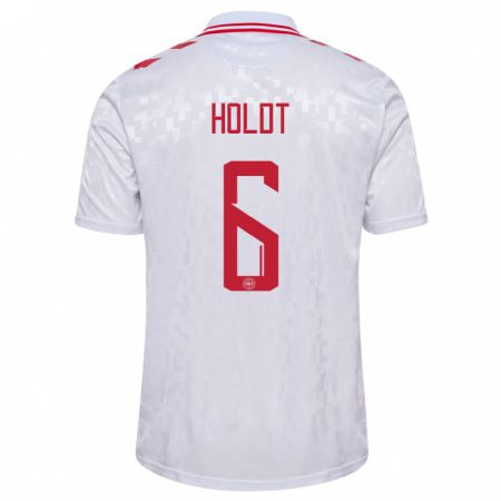 Kandiny Homme Maillot Danemark Olivia Holdt #6 Blanc Tenues Extérieur 24-26 T-Shirt