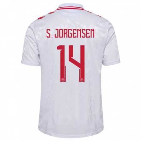 Kandiny Homme Maillot Danemark Sebastian Jorgensen #14 Blanc Tenues Extérieur 24-26 T-Shirt