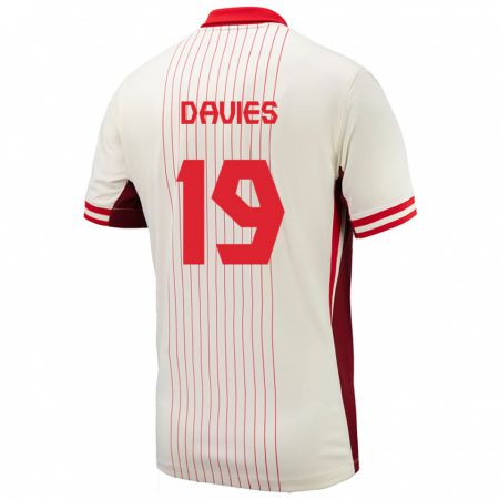 Kandiny Homme Maillot Canada Alphonso Davies #19 Blanc Tenues Extérieur 24-26 T-Shirt