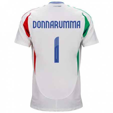 Kandiny Homme Maillot Italie Gianluigi Donnarumma #1 Blanc Tenues Extérieur 24-26 T-Shirt