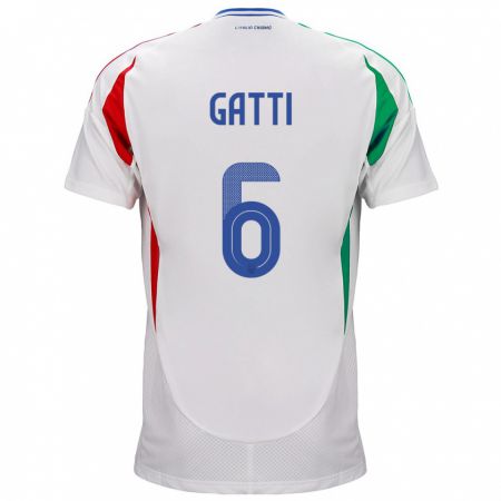 Kandiny Homme Maillot Italie Federico Gatti #6 Blanc Tenues Extérieur 24-26 T-Shirt