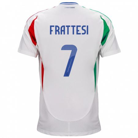 Kandiny Homme Maillot Italie Davide Frattesi #7 Blanc Tenues Extérieur 24-26 T-Shirt