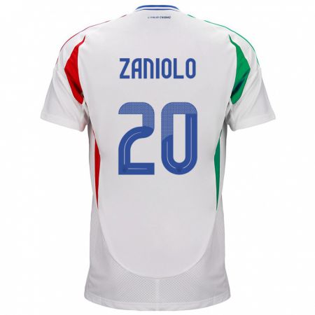 Kandiny Homme Maillot Italie Nicolò Zaniolo #20 Blanc Tenues Extérieur 24-26 T-Shirt